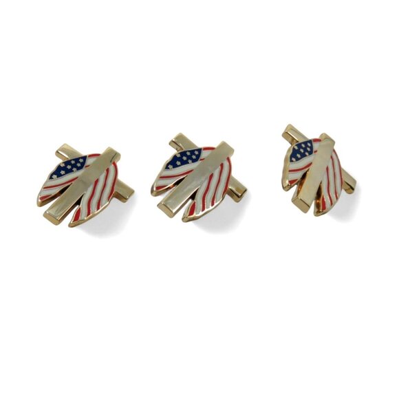 American USA Flag with Cross Enamel PIN Brooch Set of 3 Patriotic Christian - Picture 2 of 10